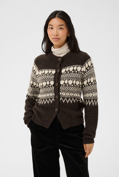 CharmainePW Cardigan Mole/Whitcap Jaquard - 305383 - 30310832 Thumbnail
