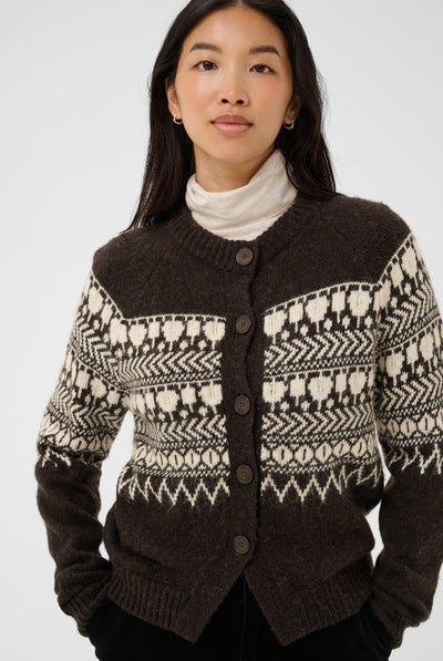 CharmainePW Cardigan Mole/Whitcap Jaquard - 305383 - 30310832 Thumbnail