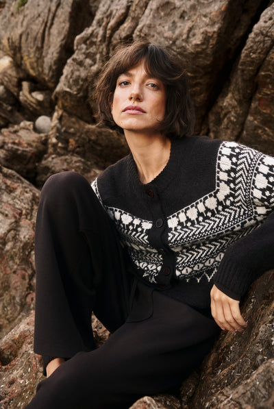 CharmainePW Cardigan Mole/Whitcap Jaquard - 305383 - 30310832 Thumbnail
