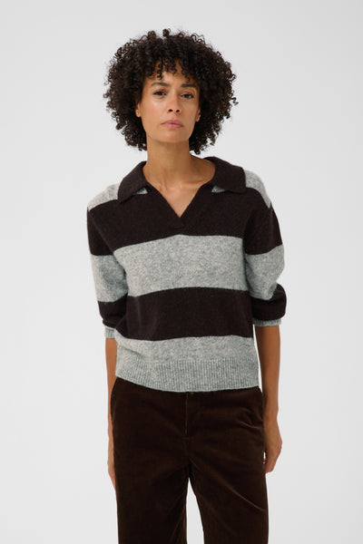 CharlottPW Pullover Molé/Grey melange stripe - 305 - 30310833 Thumbnail