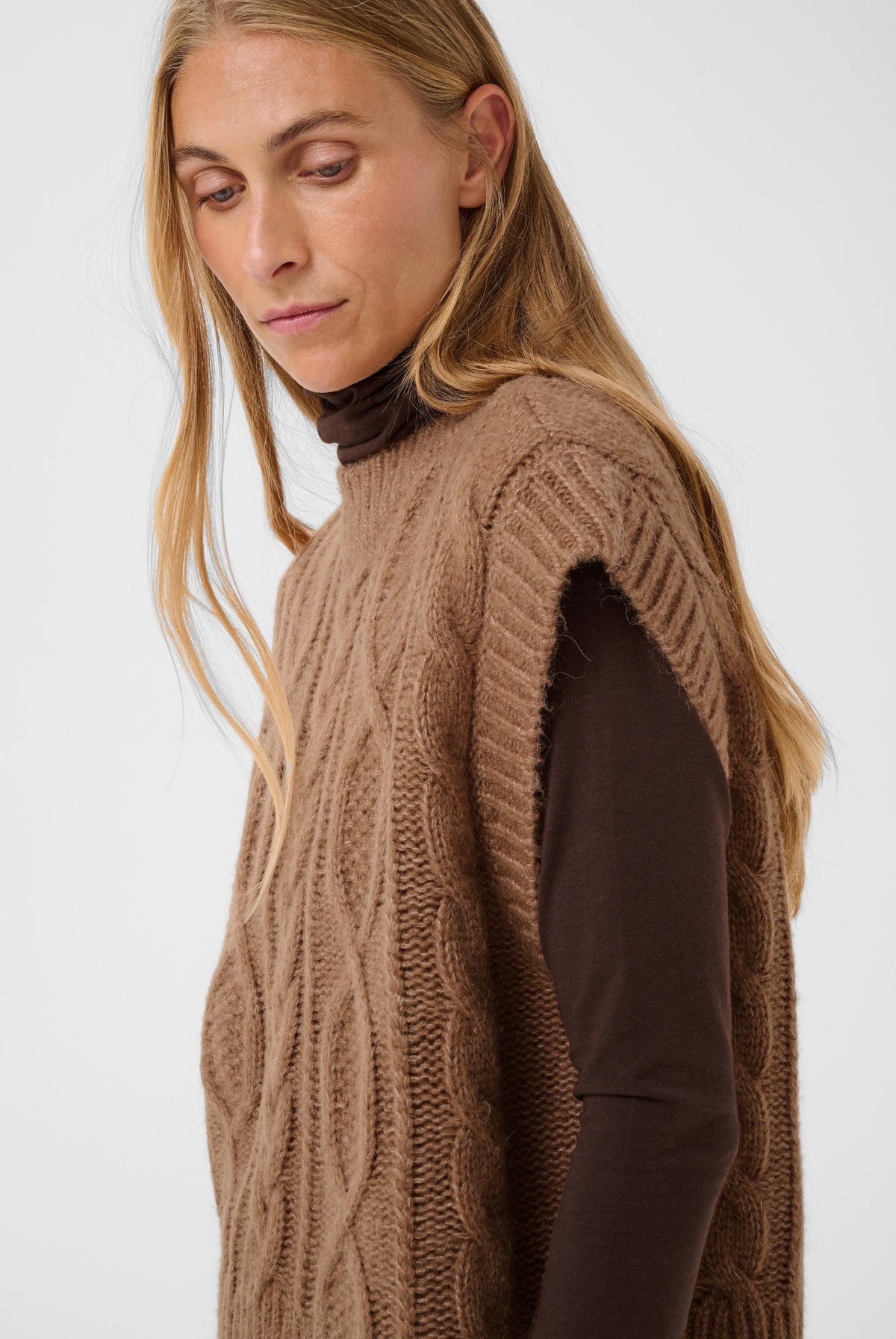 ChaninaPW Waistcoat Medium Brown Melange - 305386 - 30310841