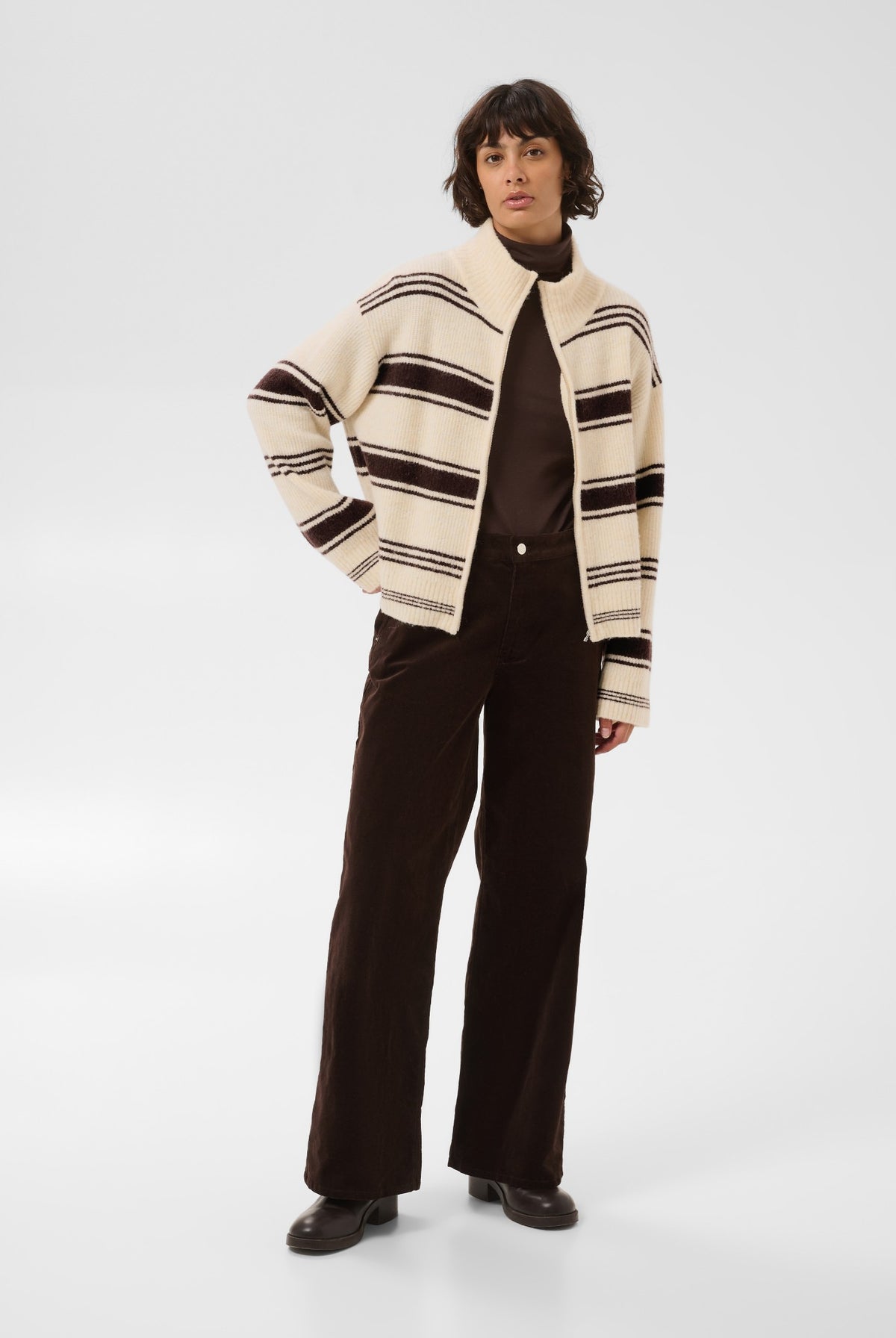 CamiriaPW Pullover Off White m. Bruna Ränder - 3 - 30310870