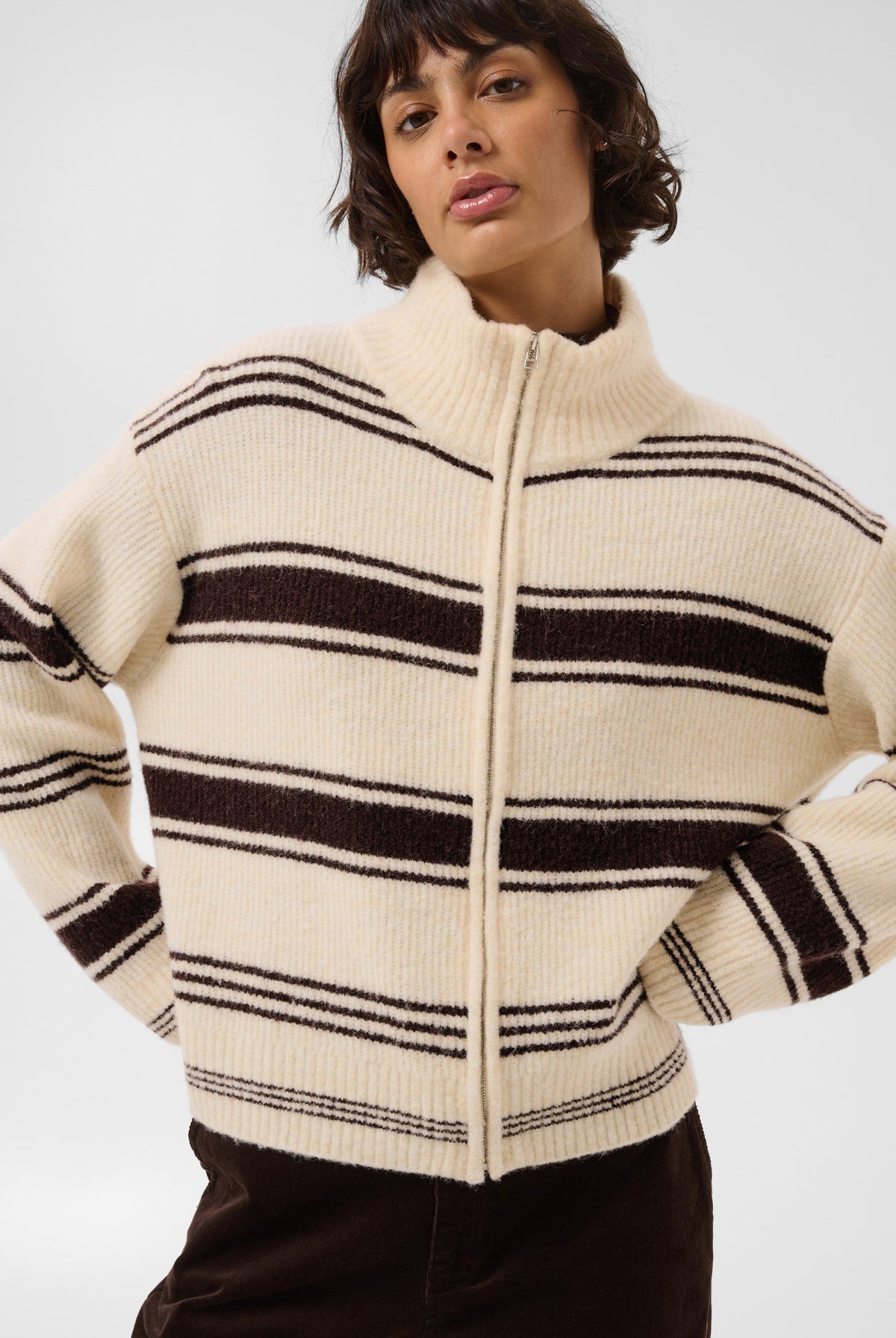 CamiriaPW Pullover Off White m. Bruna Ränder - 3 - 30310870