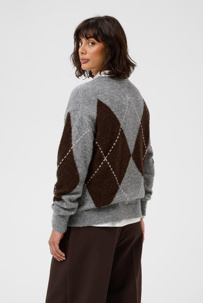 SorayasPW Pullover Brun/Grå Rutig - 305452 - 30311013 Thumbnail