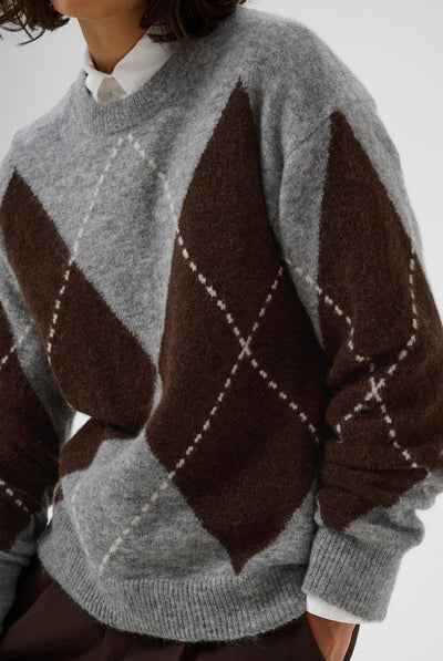 SorayasPW Pullover Brun/Grå Rutig - 305452 - 30311013 Thumbnail