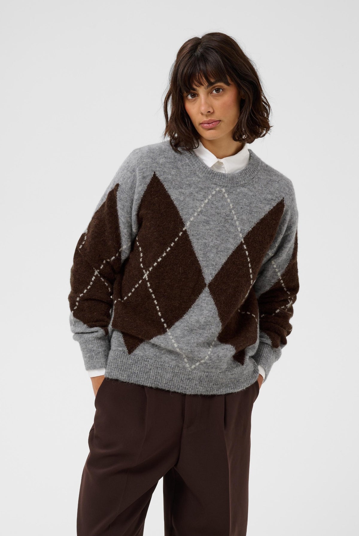SorayasPW Pullover Brun/Grå Rutig - 305452 - 30311013
