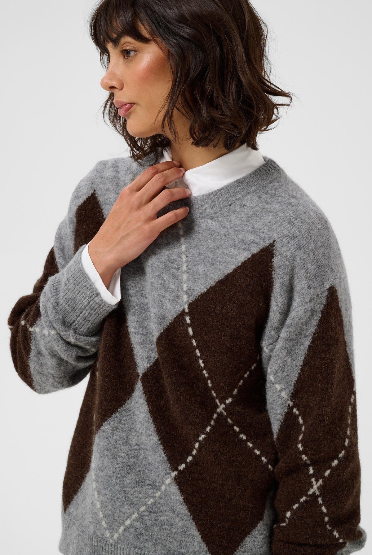 SorayasPW Pullover Brun/Grå Rutig - 305452 - 30311013