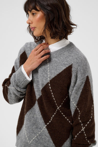 SorayasPW Pullover Brun/Grå Rutig - 305452 - 30311013 Thumbnail