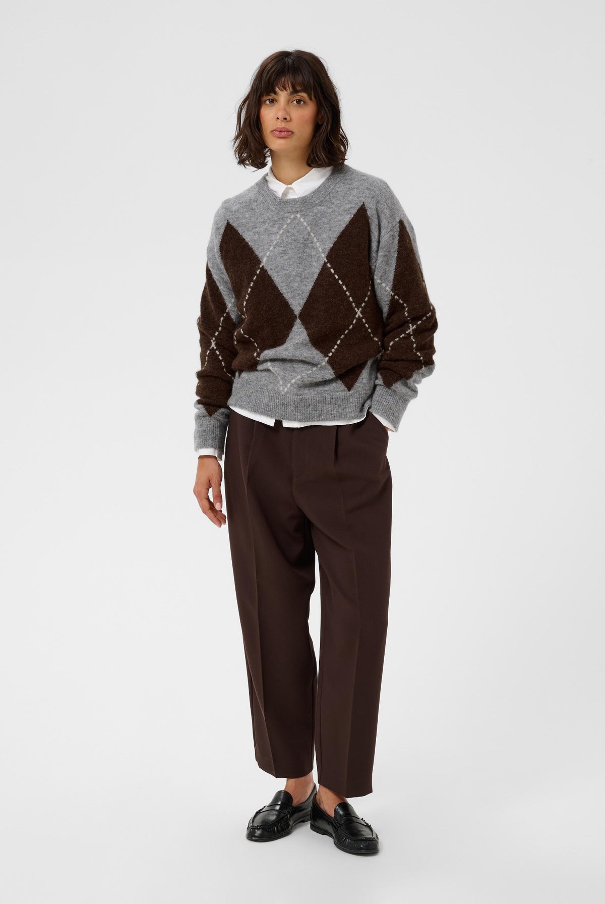 SorayasPW Pullover Brun/Grå Rutig - 305452 - 30311013