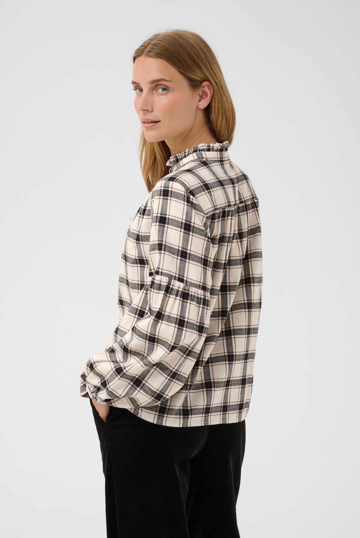 SamillaPW Skjorta Dark Navy/Mole Check - 305637 - 30311150