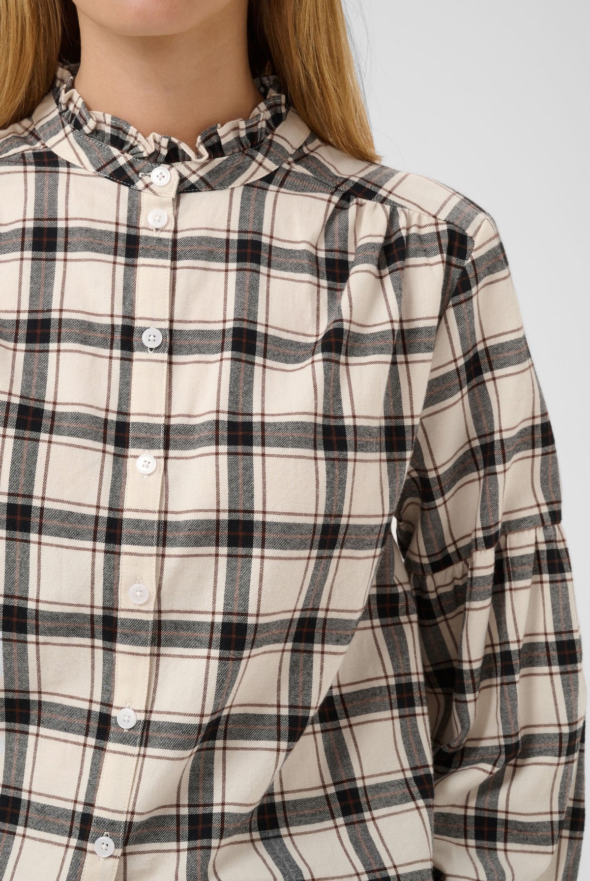 SamillaPW Skjorta Dark Navy/Mole Check - 305637 - 30311150