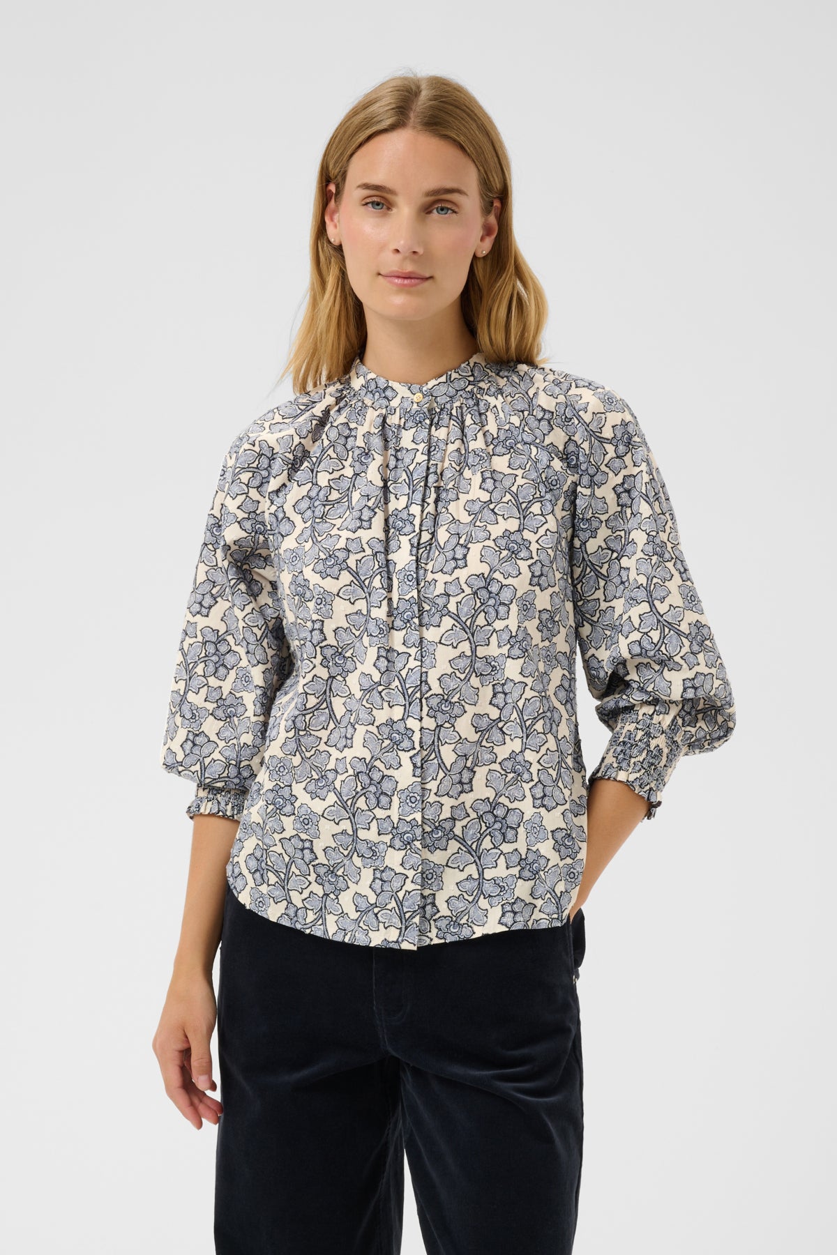 AlmeriPW skjorta Dark Navy Leaf Print 2 - 30562 - 30311163