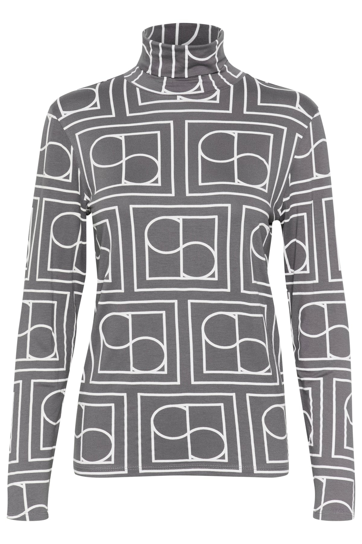 SLHanadi Printed Rollneck LS Dark Gray w White Monogram - 30405647