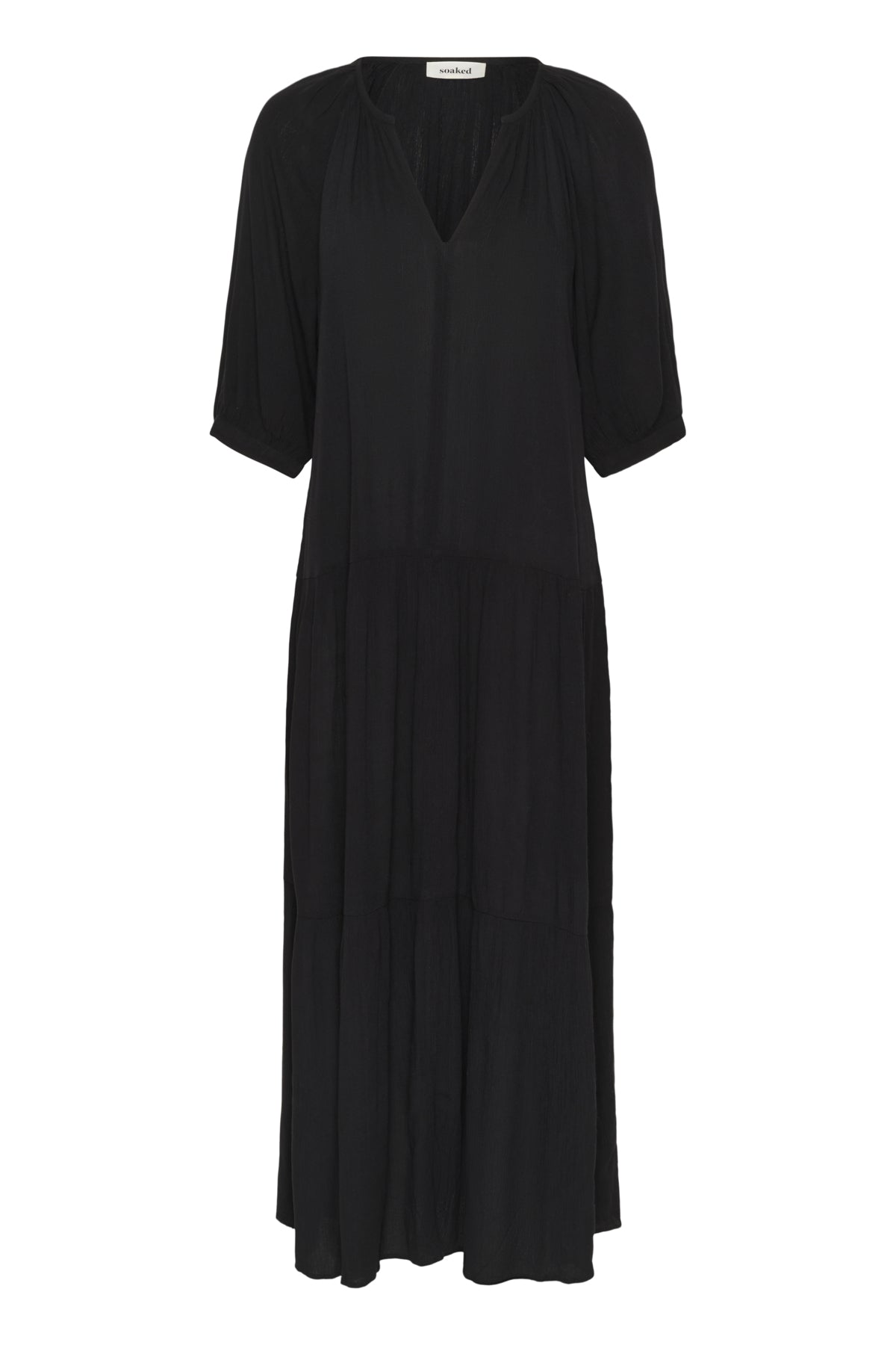 SLZaya Flowy Maxi Dress SS Svart