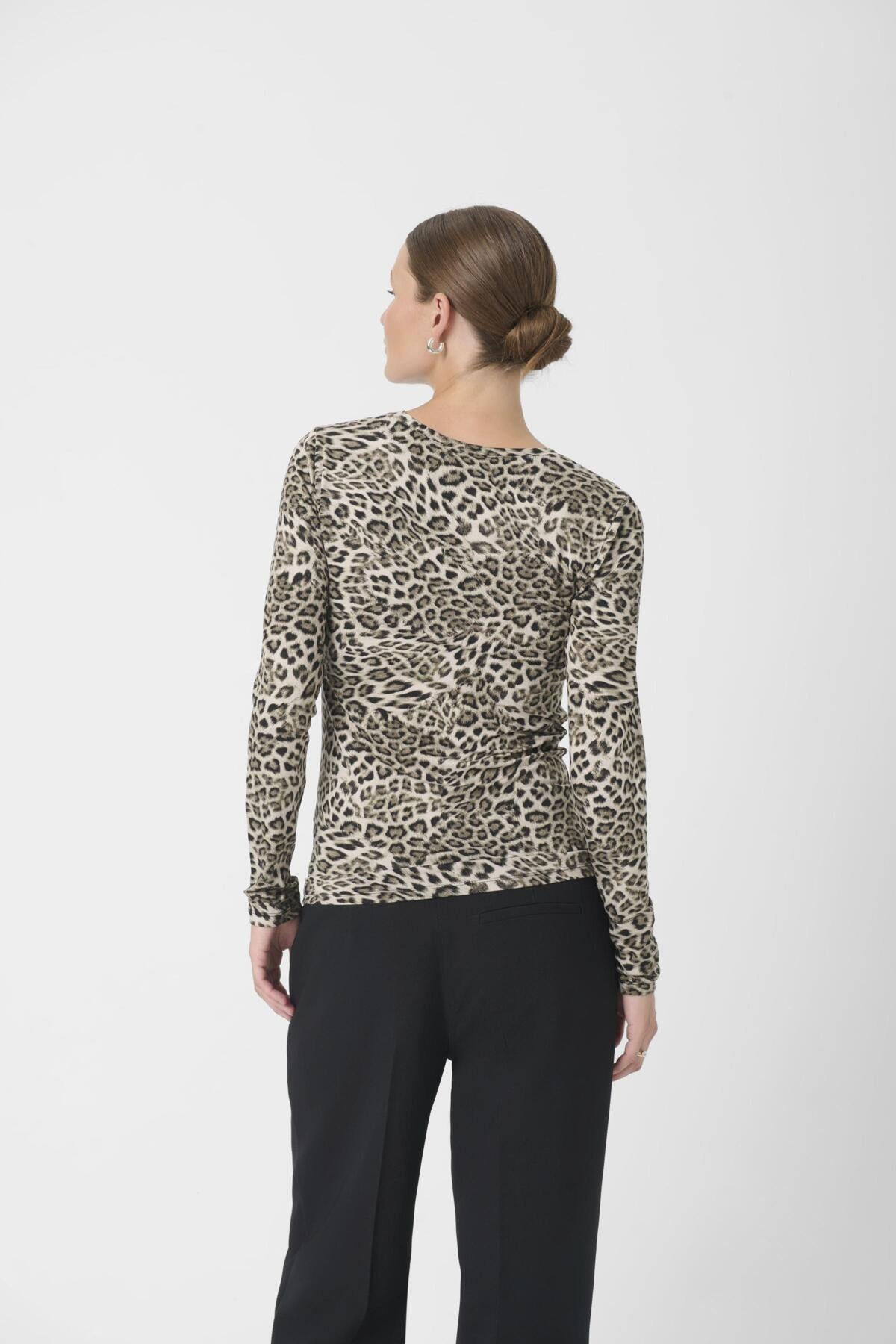SLHanadi Tryckt rundhalsad långärmad brun leopardmönstrad - 30407988