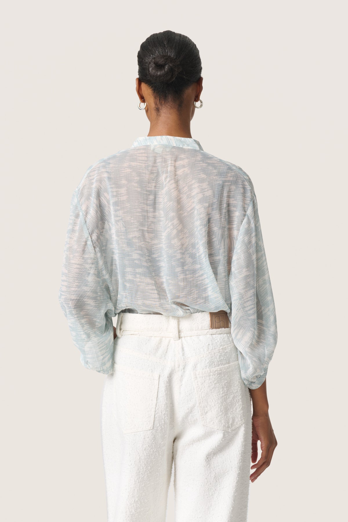 SLMarta Amily Blus 3/4 Silver Blue Stroke Print