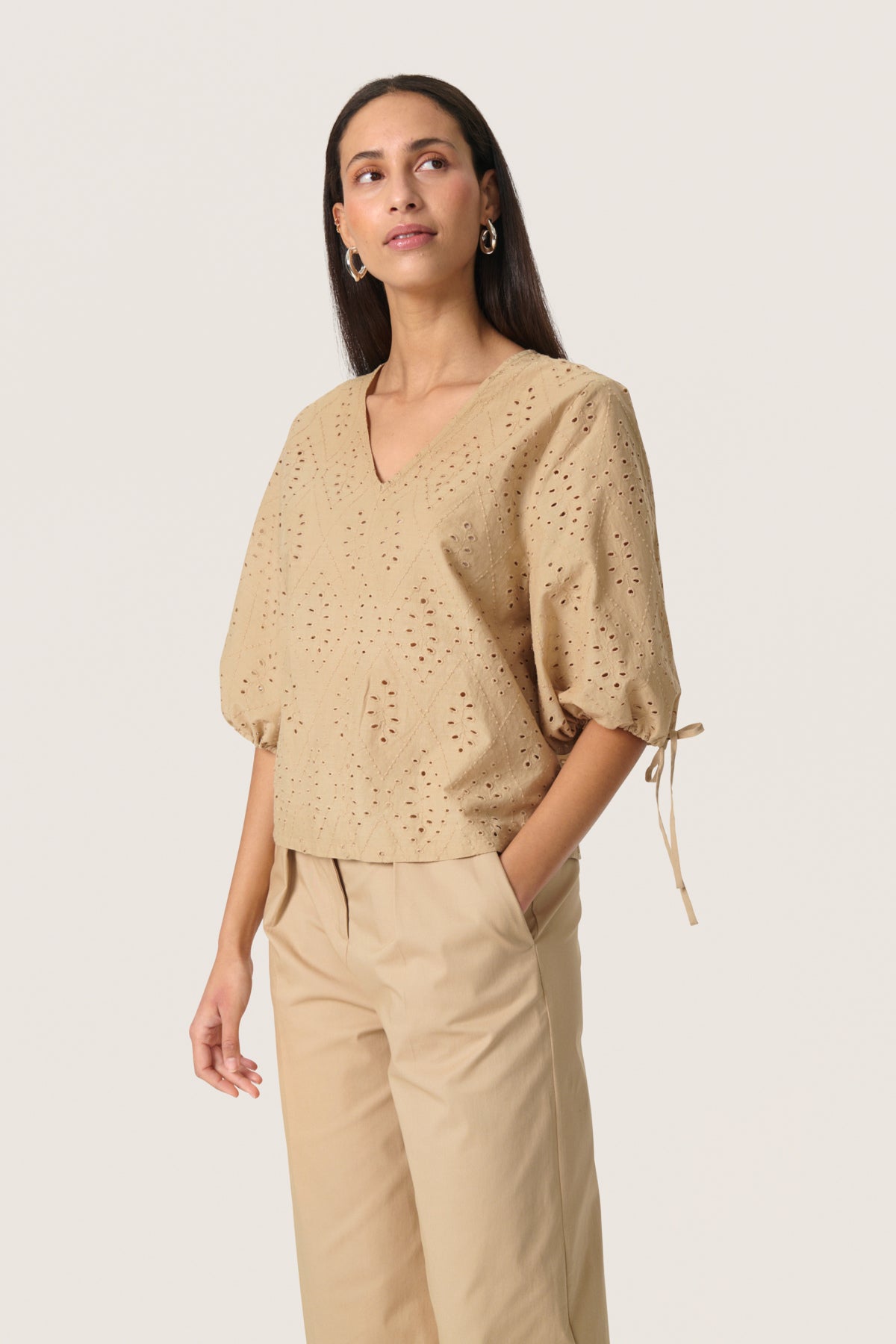 SLJoella Blouse SS Travertine - 30408319