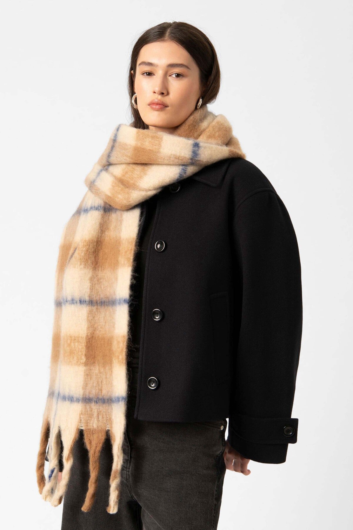 SLHinya Scarf Brun- och vitrutig - 30408340