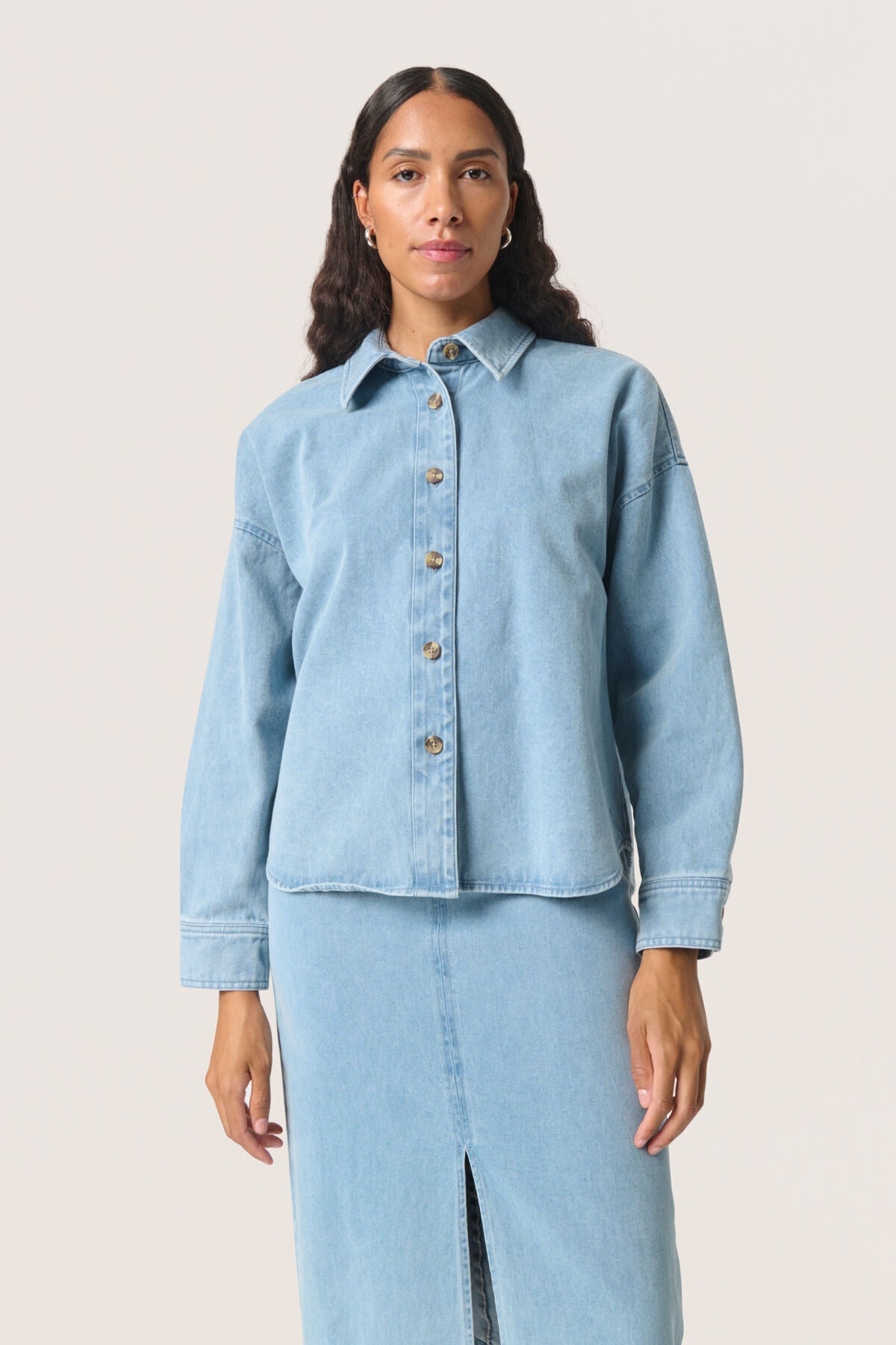 SLAnnabeth Regular Overshirt Ljusblå Denim - 30408356