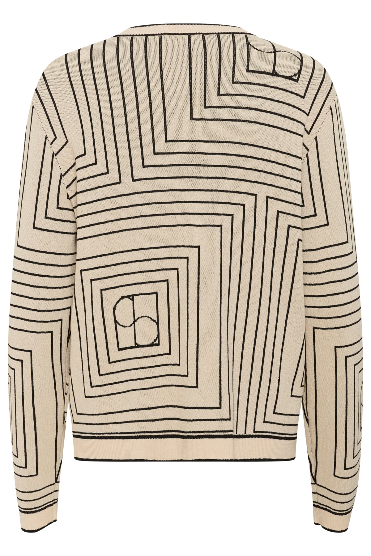SLIndianna Medea Cardigan Oatmeal m. Svart Monogram - 30408394