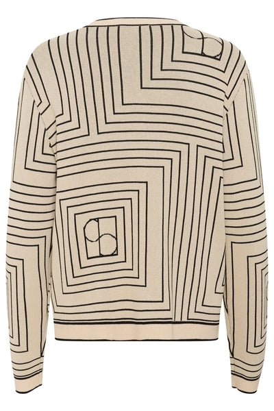 SLIndianna Medea Cardigan Oatmeal m. Svart Monogram - 30408394 Thumbnail