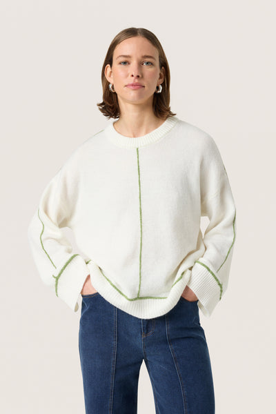 SLAmani Contrast Pullover Broken White - 30408405 Thumbnail