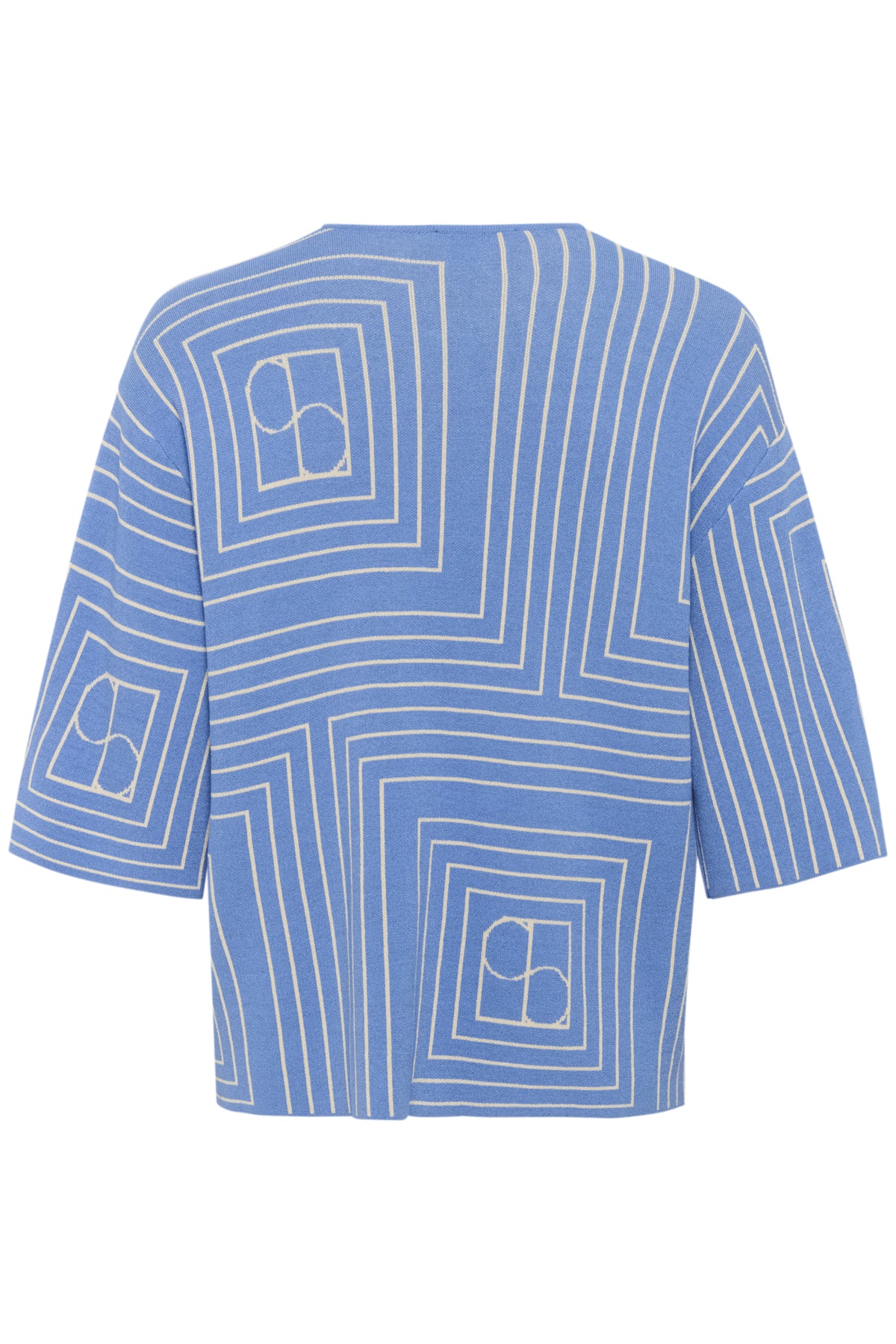 SLIndianna Medea Pullover SS Blue Yonder m. havrefärgat monogram - 30408407