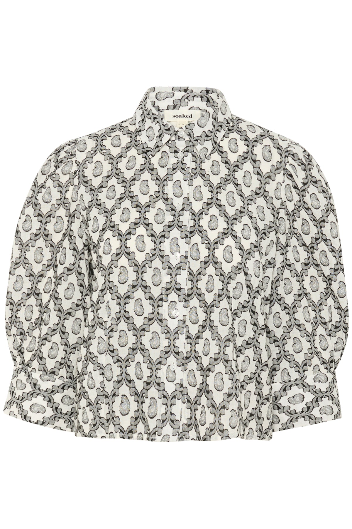 SLErika Hella Skjorta 3/4 Creme Bomullsjacquard - 30408456