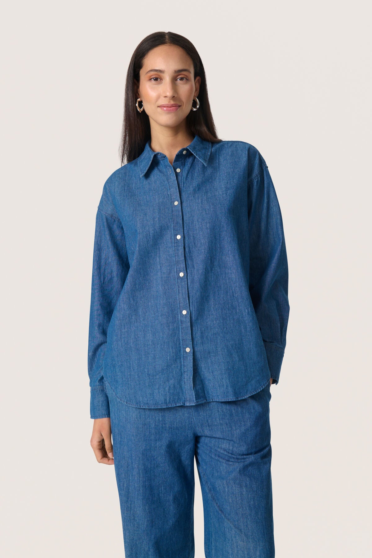 SLChamy Regular Shirt Medium Blue Denim - 30408488