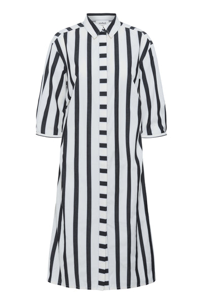 SLNena Shirt Dress Svart och vit randig - 30408517 Thumbnail
