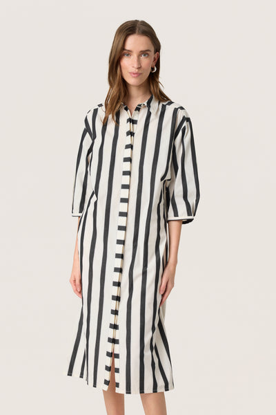 SLNena Shirt Dress Svart och vit randig - 30408517 Thumbnail