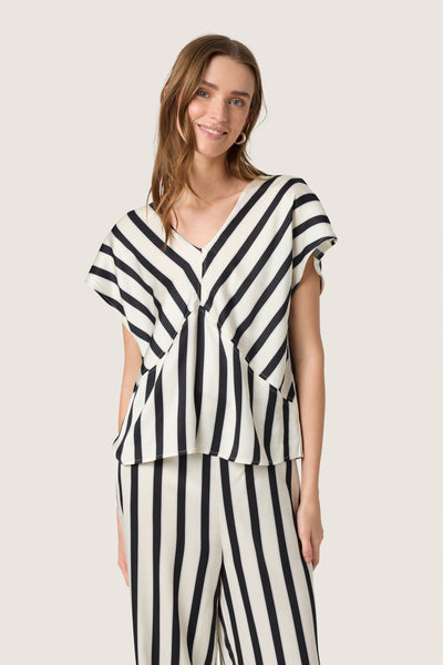 SLClero Printed Top Svart och vit randig - 30408523 Thumbnail