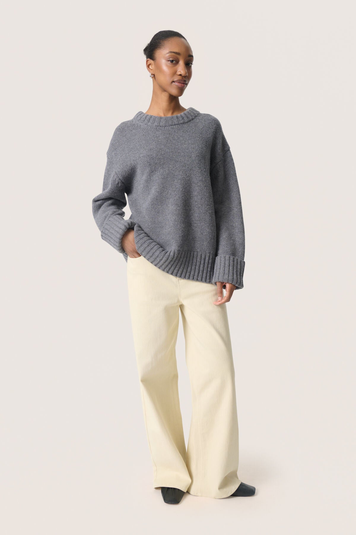 SLMoline Crew-Neck Gråmelerad