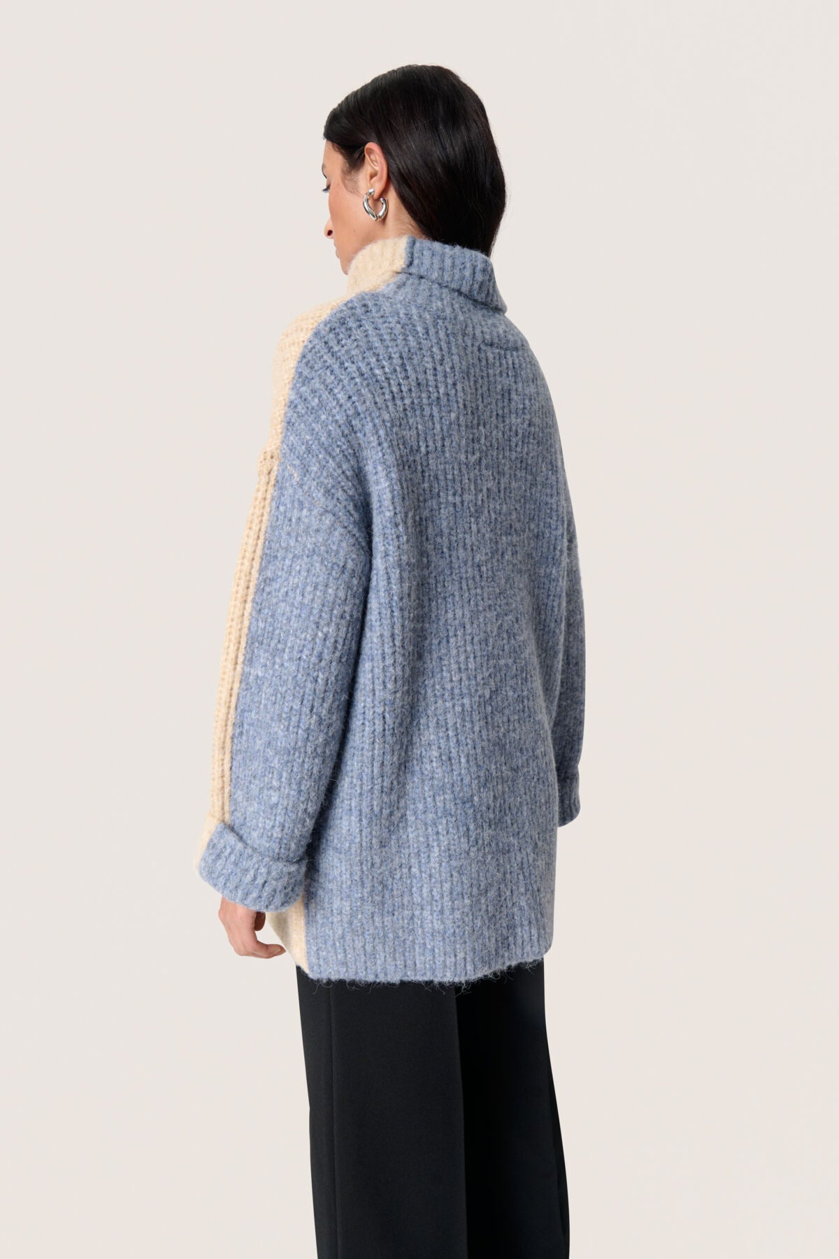 SLPleoni Highneck Pullover Doeskin och Blue Melange - 30408567