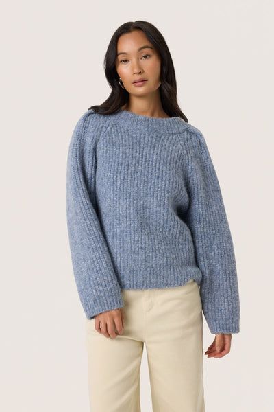 SLPleoni Pullover Bijou Blue Melange - 30408568 Thumbnail