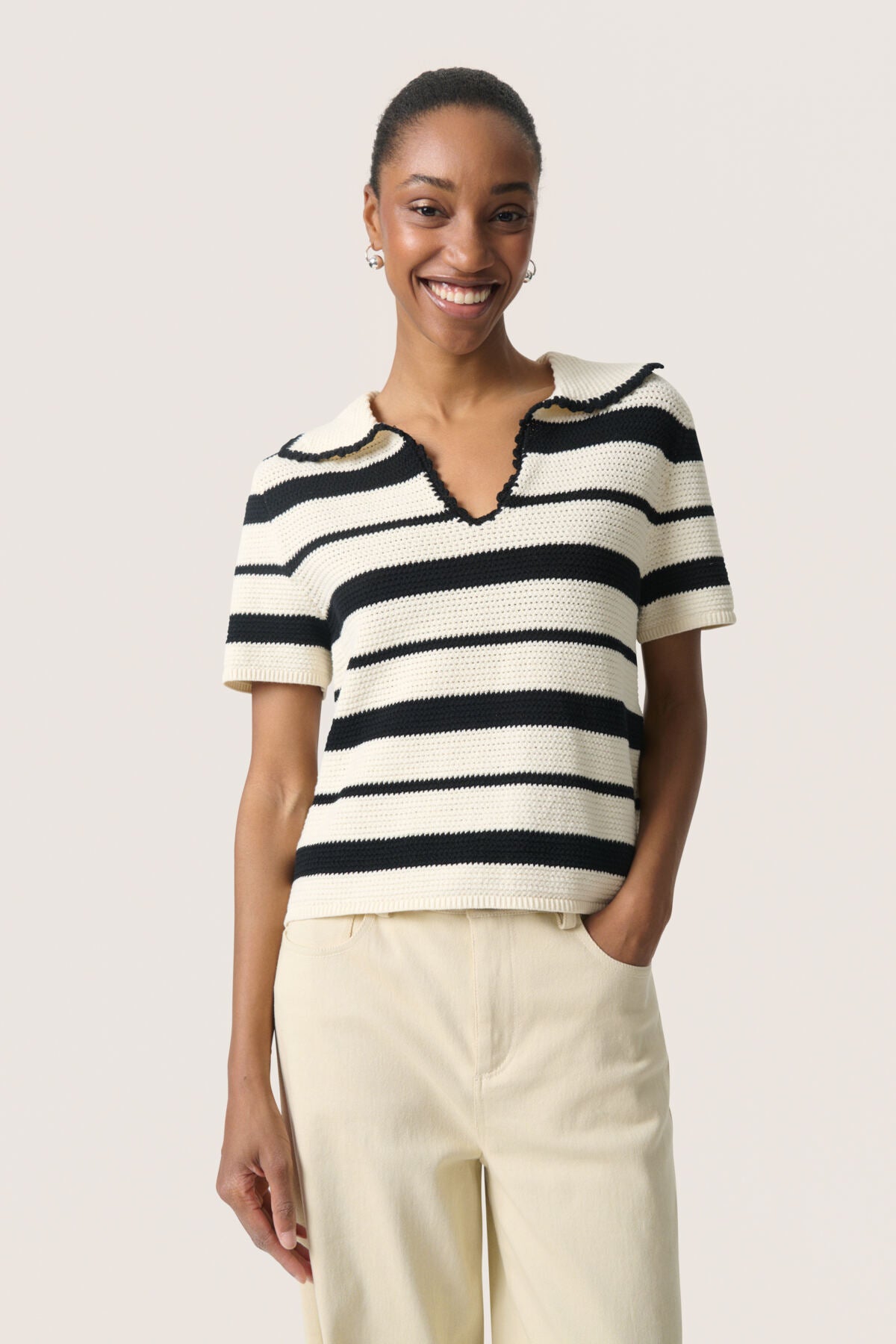 SLMadalena Pullover White w Black Stripe - 30408569