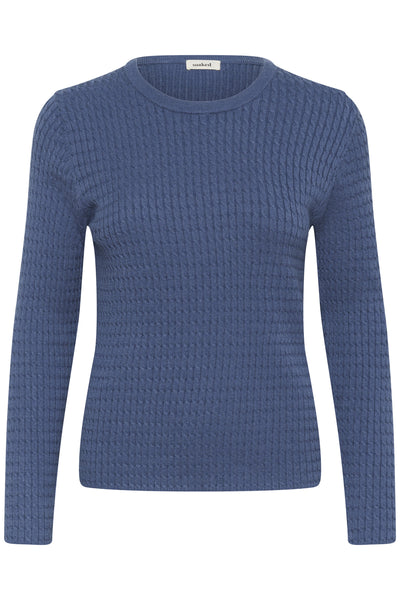 SLSpina Kabelstickad tröja Bijou Blue - 30408572 Thumbnail