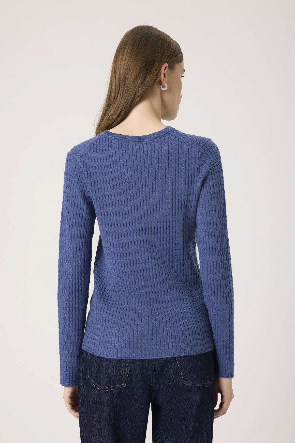 SLSpina Kabelstickad tröja Bijou Blue - 30408572