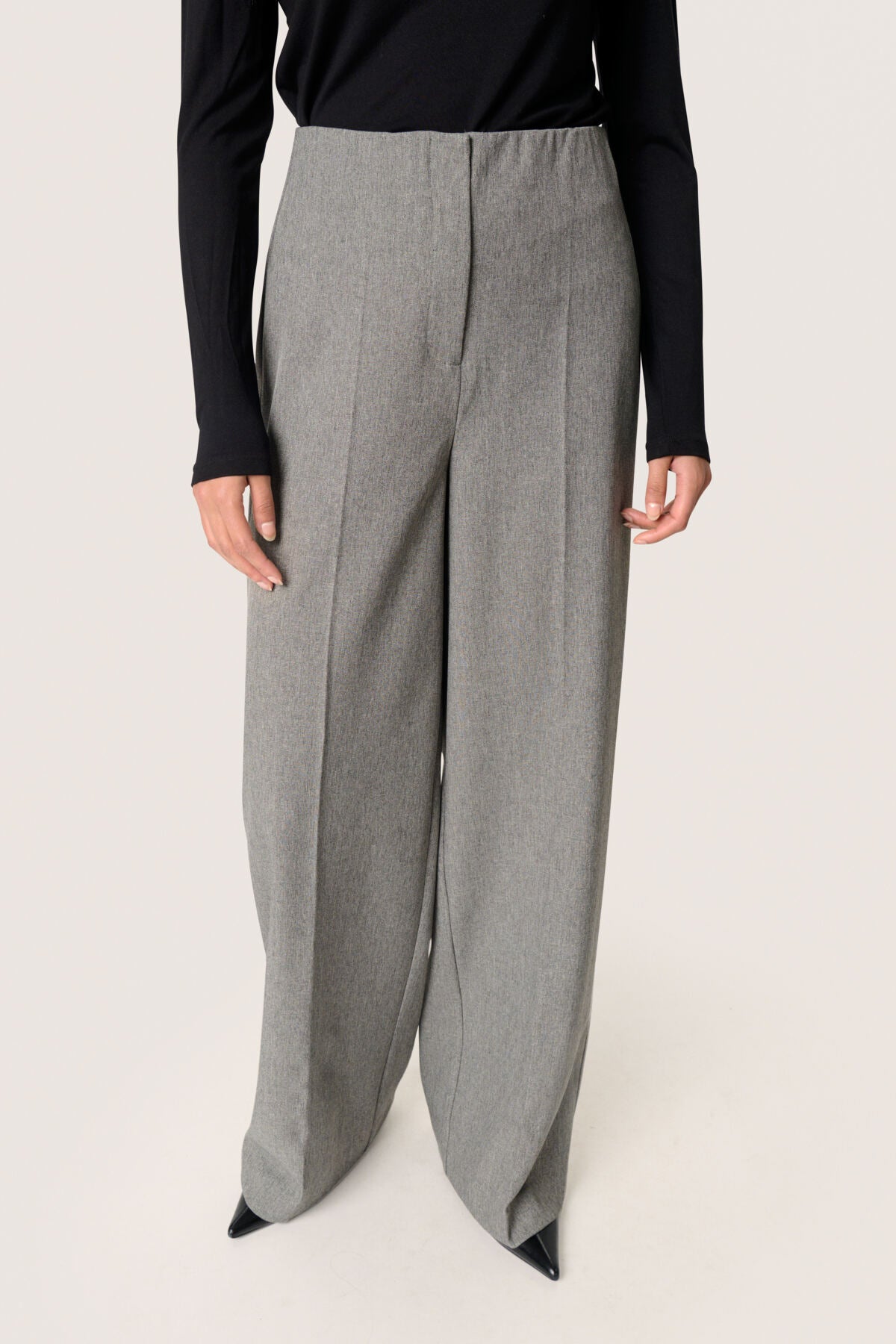 SLLilu Corinne Wide Long Pants Grey Melange Suiting - 30408595