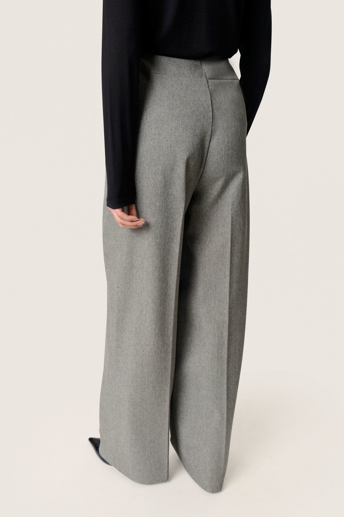 SLLilu Corinne Wide Long Pants Grey Melange Suiting - 30408595