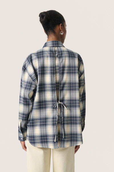 SLPamala Shirt LS Navy Checks - 30408614 Thumbnail