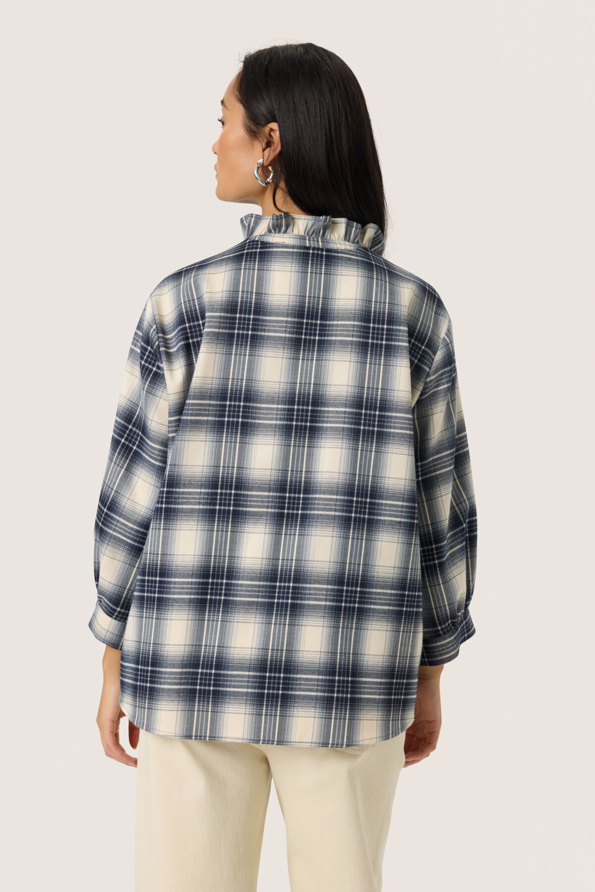 SLPamala Blouse 3/4 Navy Checks - 30408615