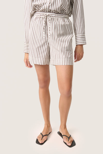 SLMunevo Kaily Shorts Brun och Vit Randig - 30408622 Thumbnail