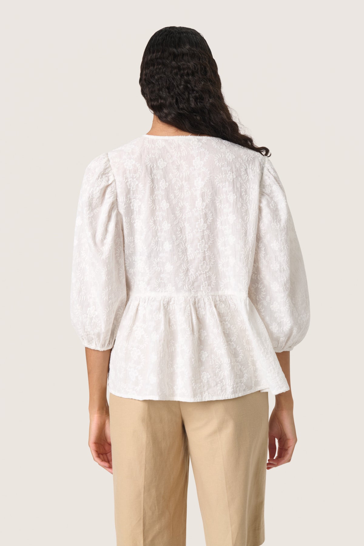 SLIsja Blouse SS Broken White - 30408626