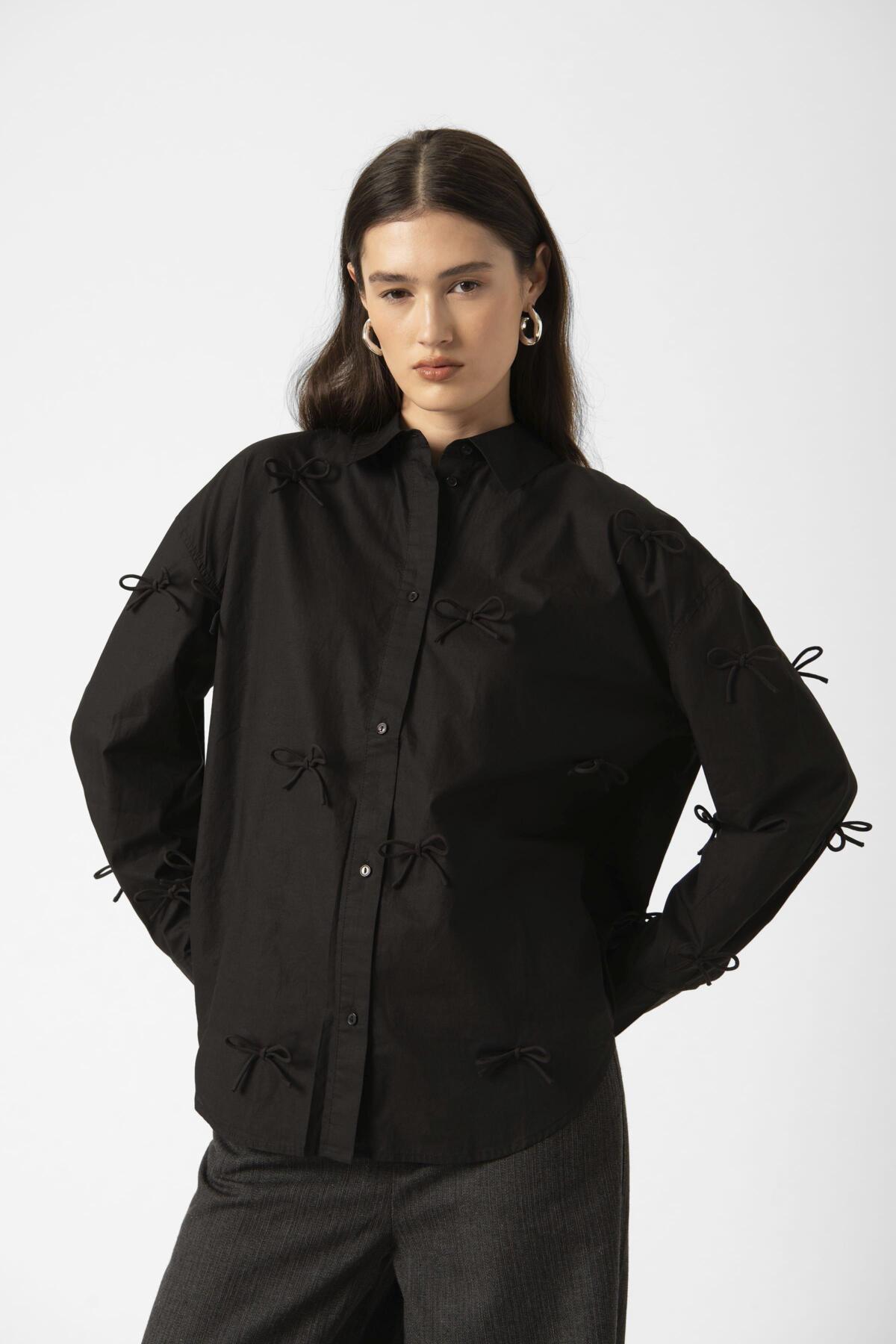 SLJoa Bow Shirt LS Svart
