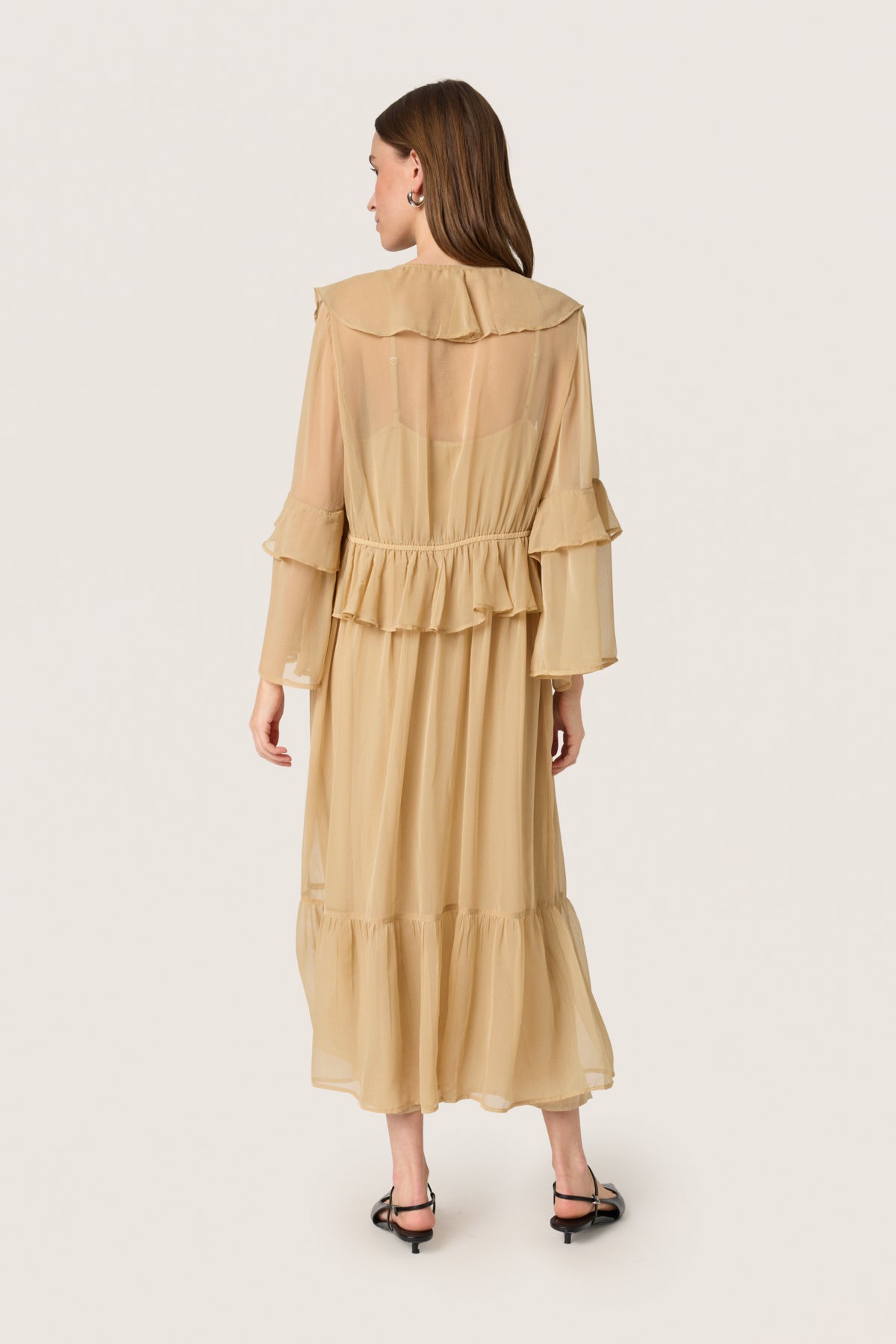 SLJatessan Frill Dress LS Travertine - 30408670
