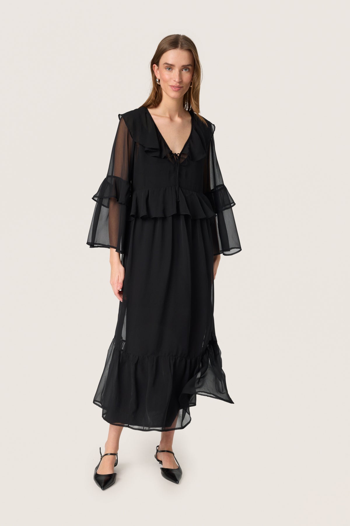 SLJatessan Frill Dress LS Svart - 30408670