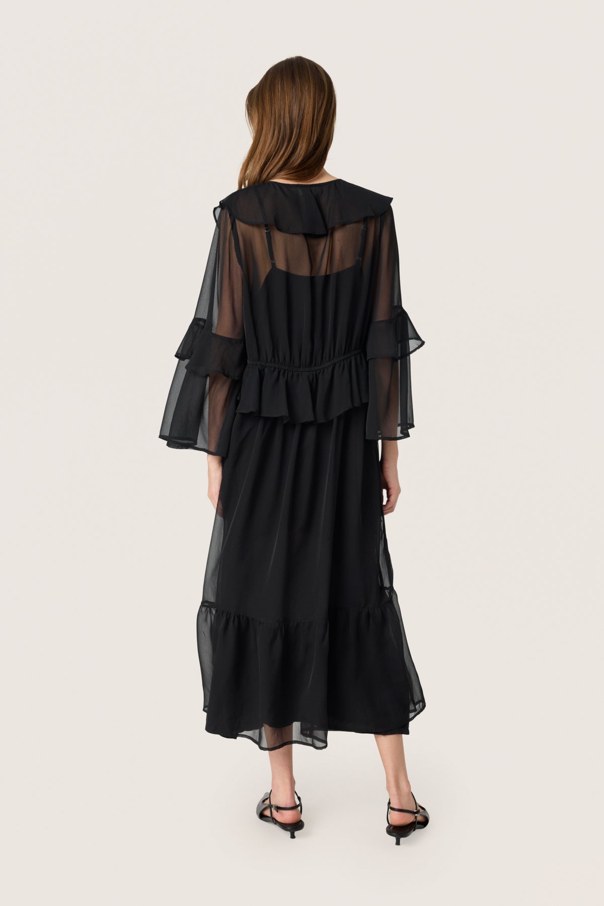 SLJatessan Frill Dress LS Svart - 30408670