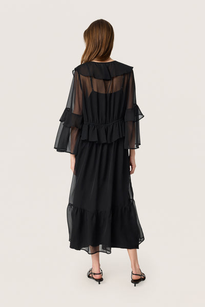 SLJatessan Frill Dress LS Svart - 30408670 Thumbnail