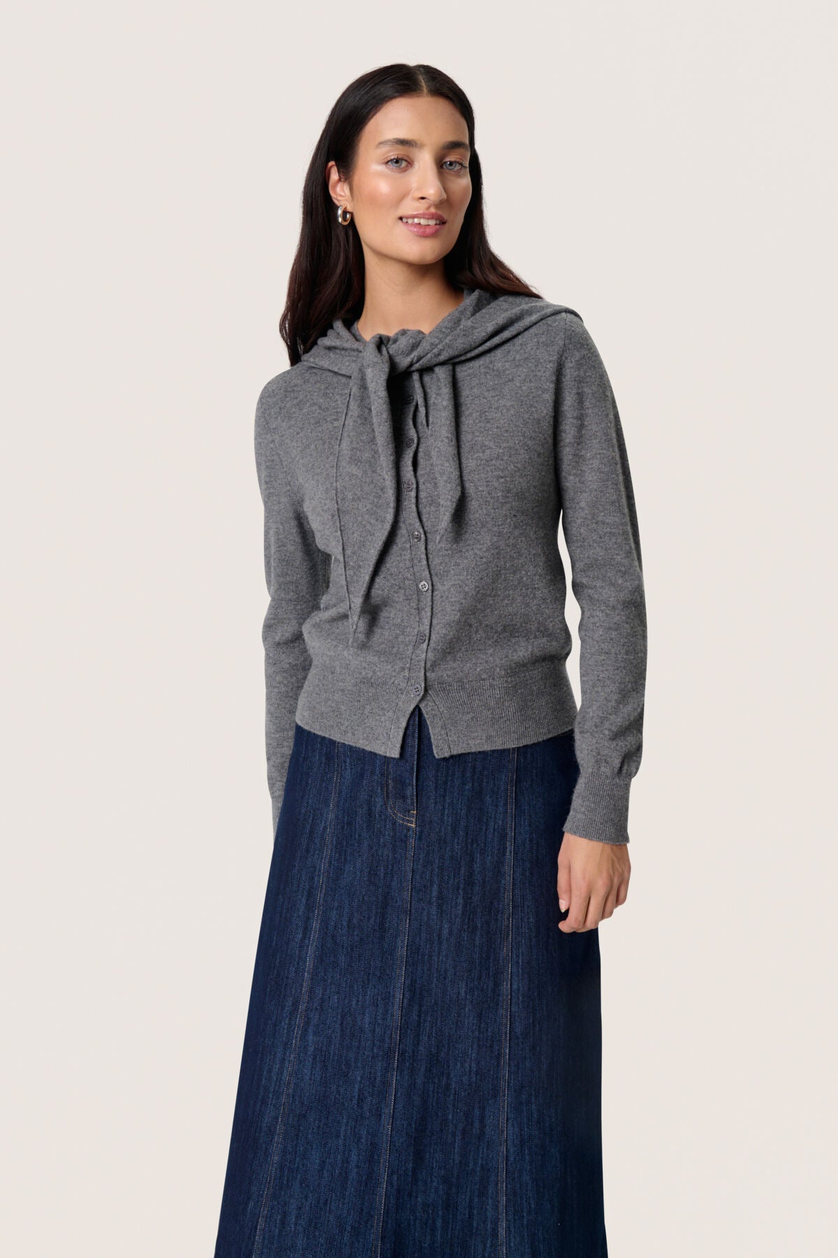 SLMolina Scarf Cardigan Grey Melange - 30408685